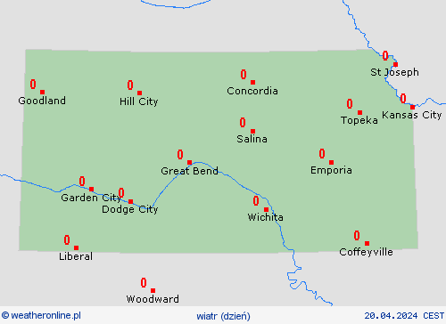 wiatr Kansas Ameryka Północna mapy prognostyczne