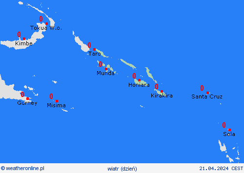 wiatr Wyspy Salomona Oceania mapy prognostyczne