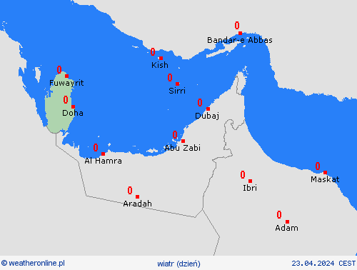wiatr Katar Azja mapy prognostyczne