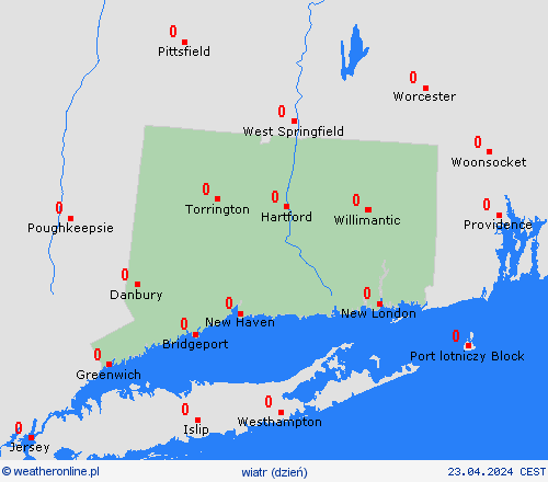 wiatr Connecticut Ameryka Północna mapy prognostyczne