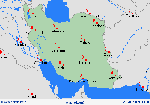 wiatr Iran Azja mapy prognostyczne