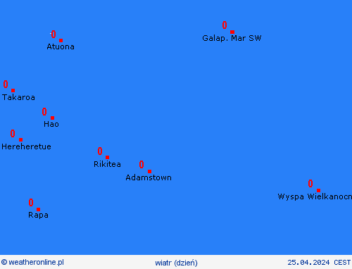wiatr Pitcairn Oceania mapy prognostyczne