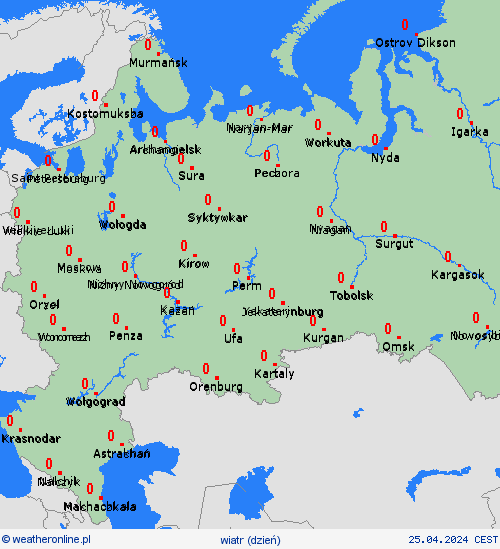 wiatr Rosja Europa mapy prognostyczne