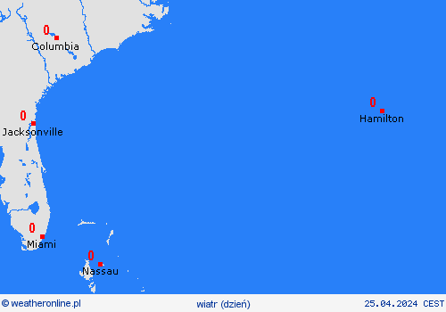 wiatr Bermudy Ameryka Środkowa mapy prognostyczne