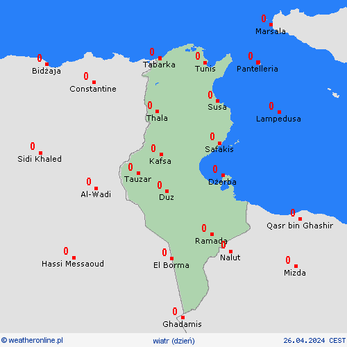 wiatr Tunezja Afryka mapy prognostyczne