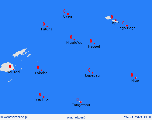 wiatr Samoa Amerykańskie Oceania mapy prognostyczne
