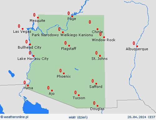 wiatr Arizona Ameryka Północna mapy prognostyczne