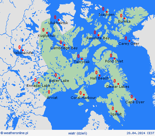 wiatr Nunavut Ameryka Północna mapy prognostyczne