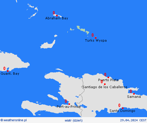 wiatr Turks i Caicos Ameryka Środkowa mapy prognostyczne