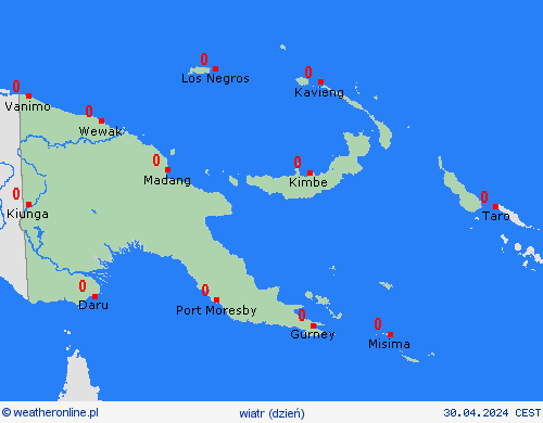 wiatr Papua-Nowa Gwinea Oceania mapy prognostyczne