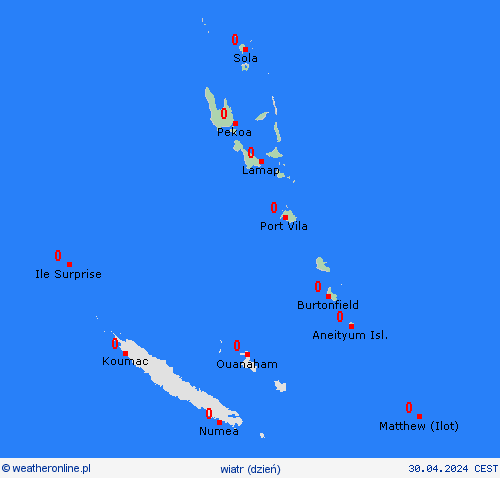 wiatr Vanuatu Oceania mapy prognostyczne