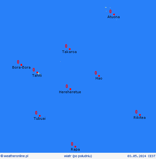 wiatr Polinezja Francuska Oceania mapy prognostyczne