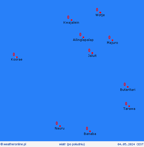 wiatr Wyspy Marshalla Oceania mapy prognostyczne
