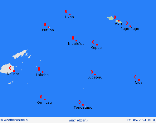 wiatr Samoa Oceania mapy prognostyczne