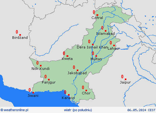 wiatr Pakistan Azja mapy prognostyczne