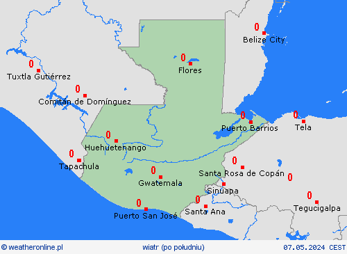 wiatr Gwatemala Ameryka Środkowa mapy prognostyczne