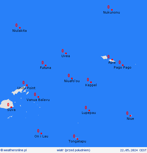 wiatr Wallis i Futuna Oceania mapy prognostyczne