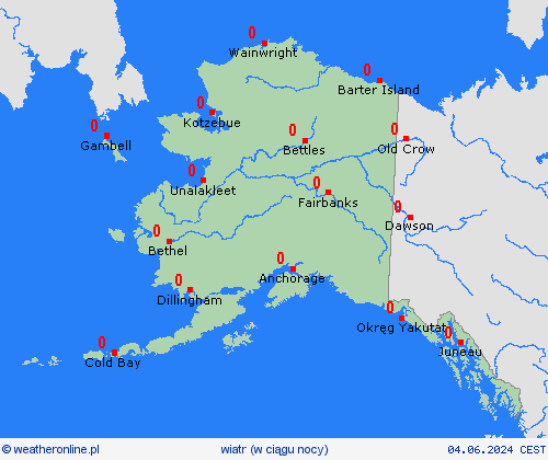 wiatr Alaska Ameryka Północna mapy prognostyczne