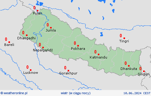 wiatr Nepal Azja mapy prognostyczne