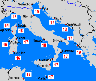 M. Śródziemne (centr.) mapy temperatury morza