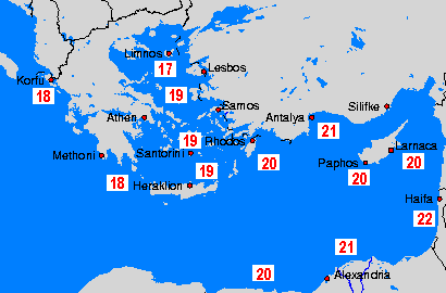 M. Śródziemne (wsch.) mapy temperatury morza