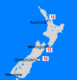 Nowa Zelandia mapy temperatury morza